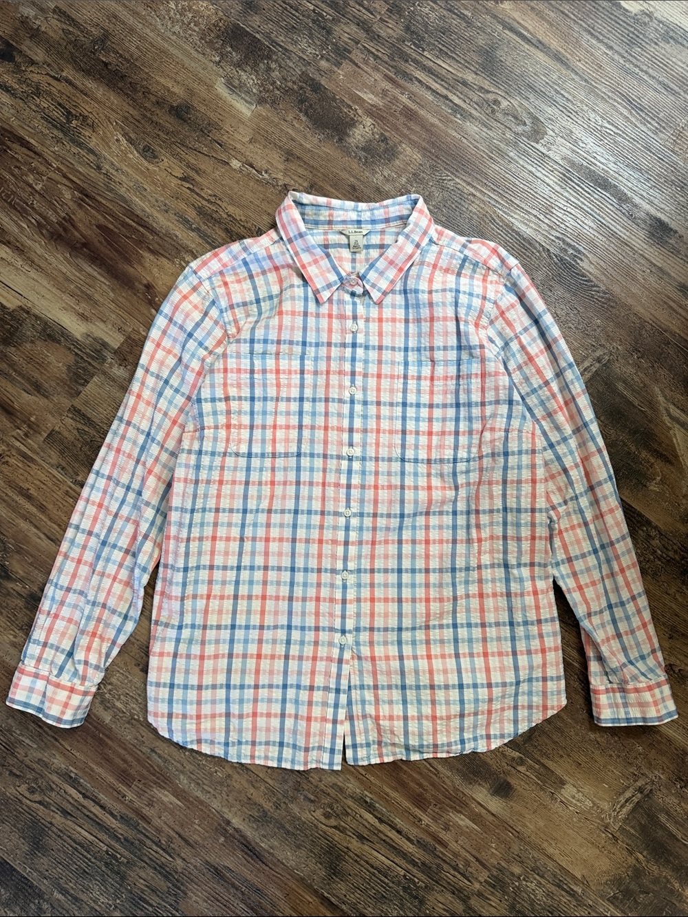 L.L. Bean Vacationland Seersucker Shirt, Long-Sleeve Plaid Size 2X